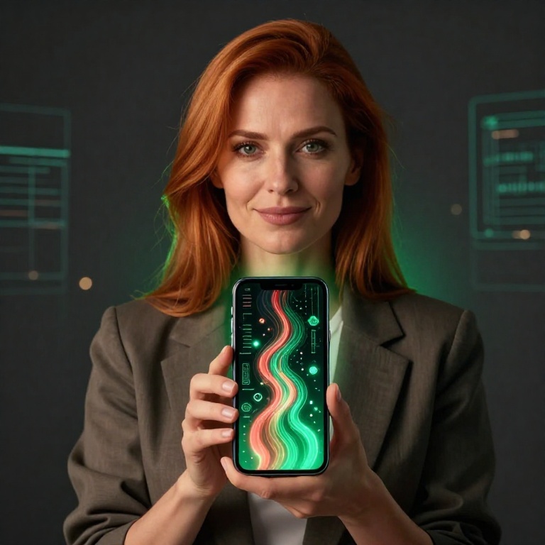 Уверенная женщина рассчитывает комиссию USDT TRC20 на смартфоне, экономя на переводе